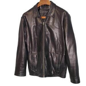 Perry Ellis Portfolio Leather Bomber Jacket XL